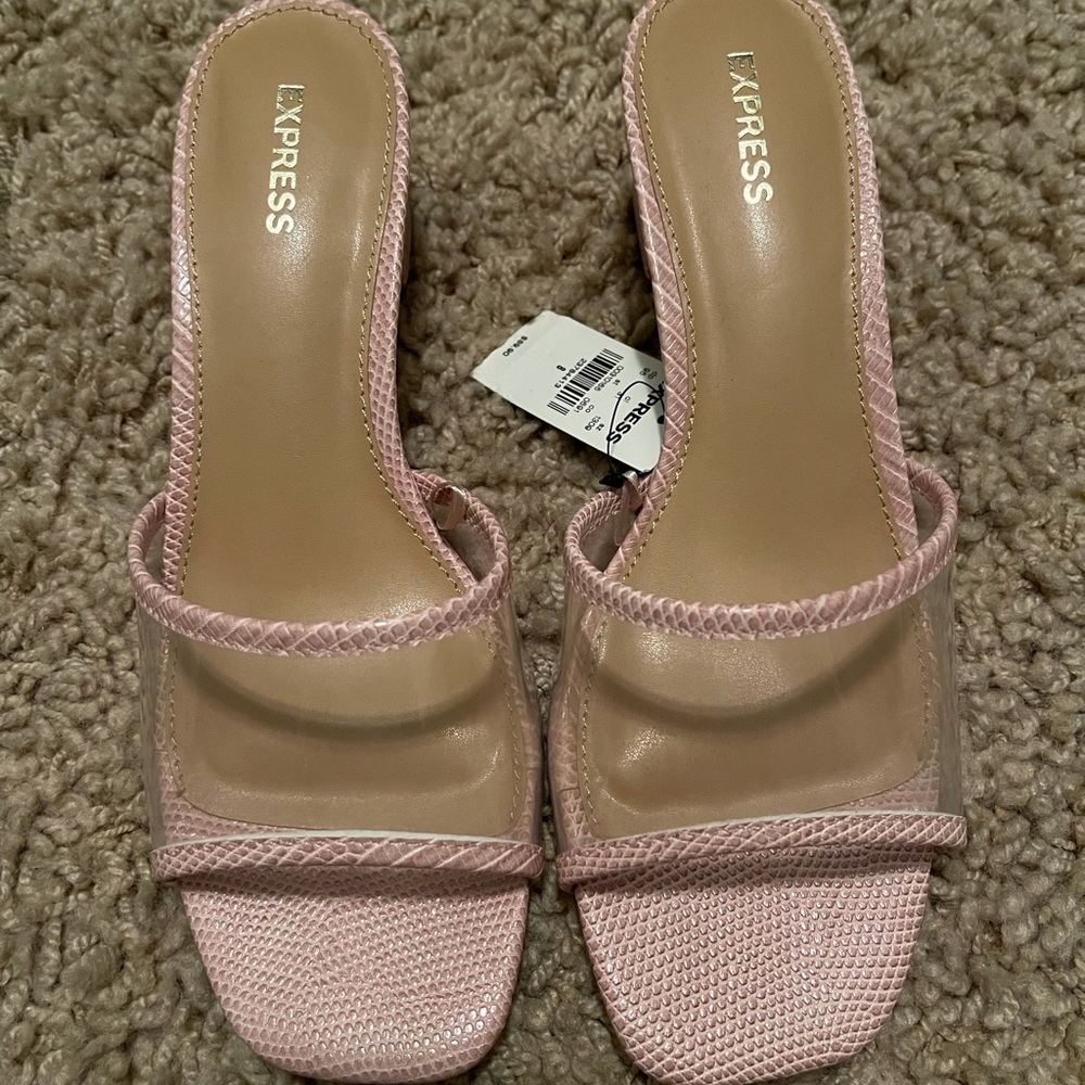 Express Vinyl Slide Low Block Heels